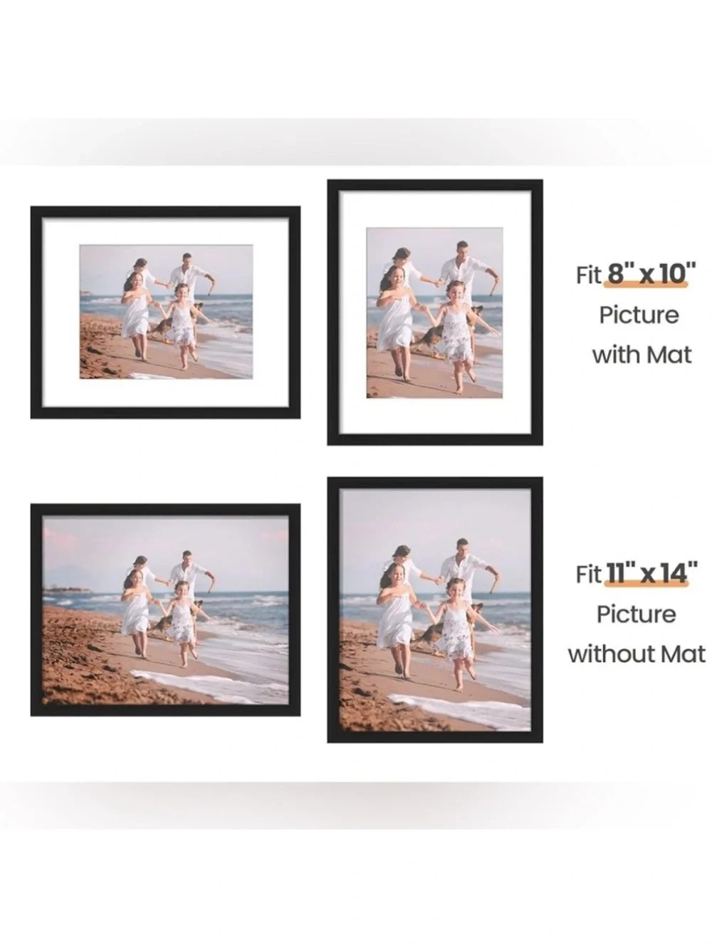 New Simple Black Frame Set of 5 with White Mat - Home Accents Picture Frames